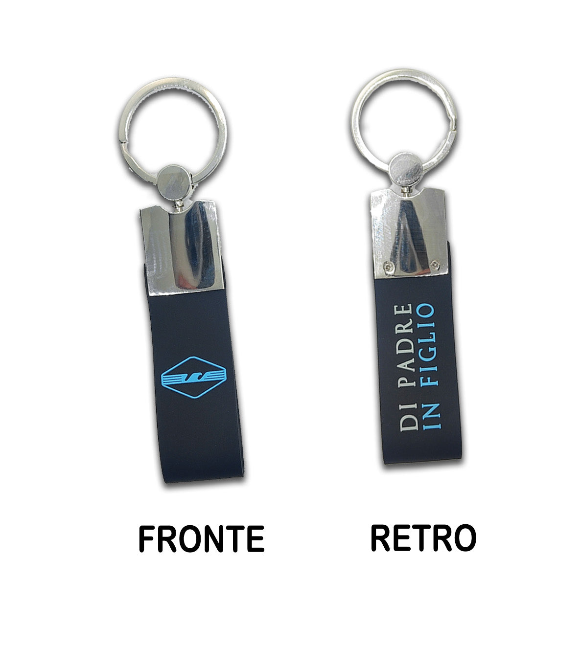 Portachiavi luxury Metallo e gomma DI PADRE IN FIGLIO e Aquila stilizzata scritte in rilievo idea regalo per tifosi lazio