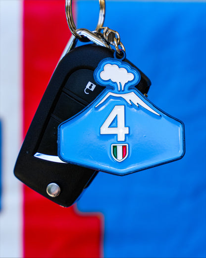 Portachiavi 4 Scudetto Napoli Campione Vesuvio stilizzato in metallo