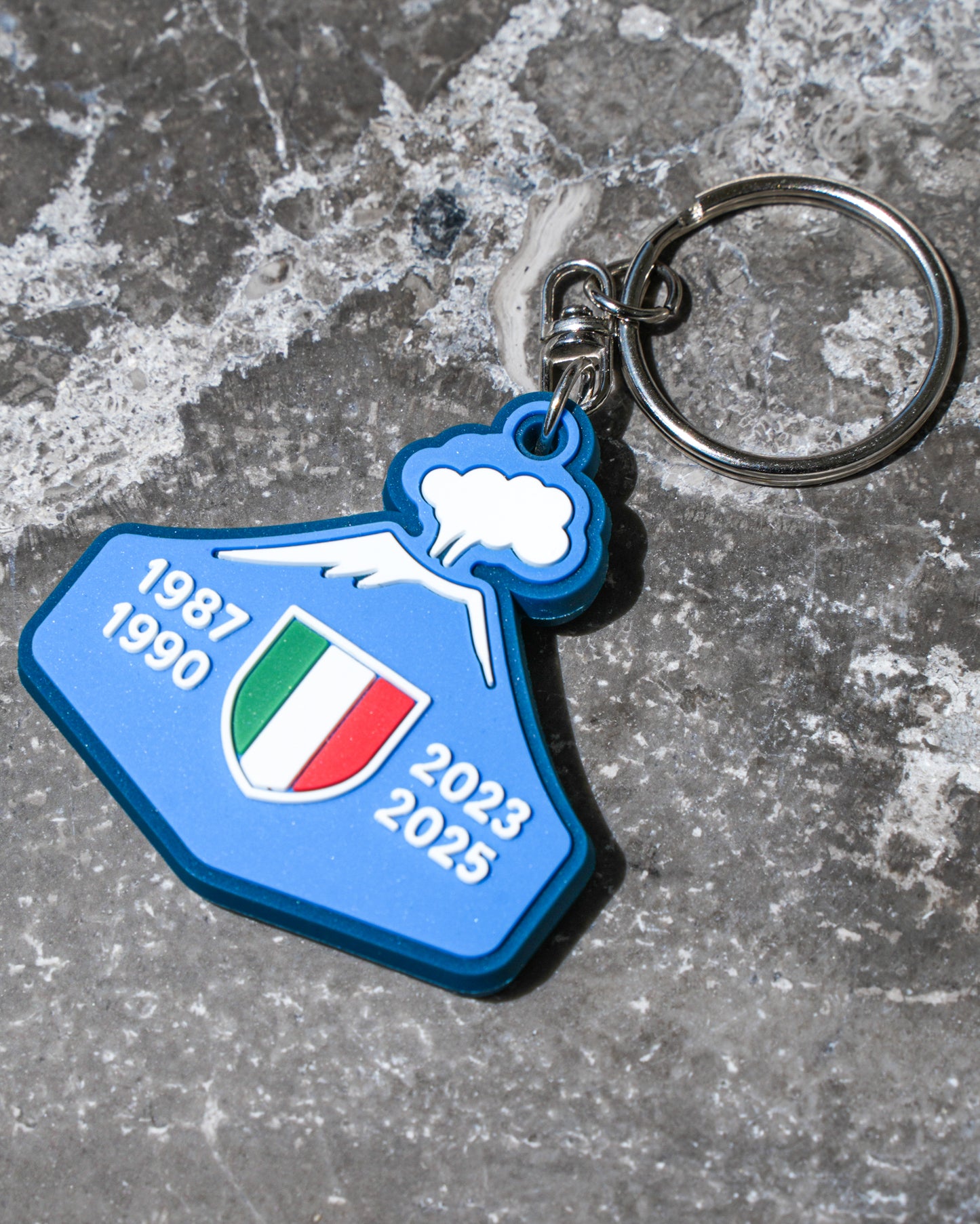 Portachiavi 4 Scudetto Napoli Campione Vesuvio stilizzato in gomma
