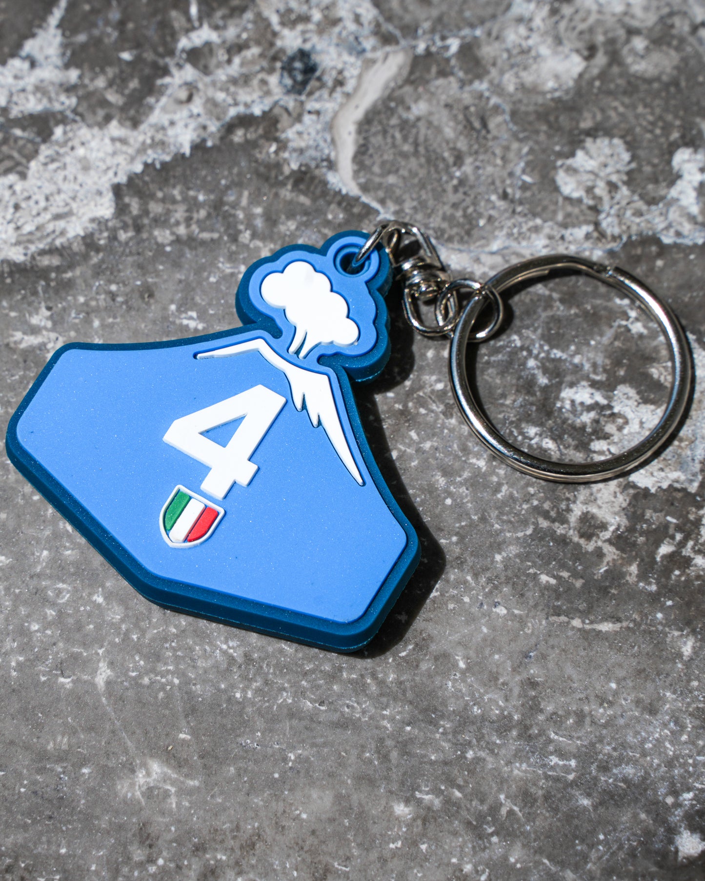 Portachiavi 4 Scudetto Napoli Campione Vesuvio stilizzato in gomma