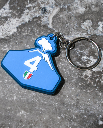 Portachiavi 4 Scudetto Napoli Campione Vesuvio stilizzato in gomma