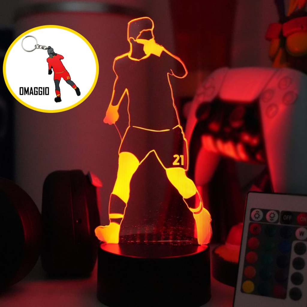 Football LED - Lampada 3D forma Dybala con 7 colori, 5 modalità e telecomando incluso + PORTACHIAVI OMAGGIO