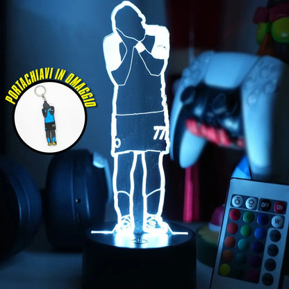 Football LED - Lampada 3D forma Kvara con 7 colori , 5 modalità e telecomando incluso + PORTACHIAVI KVARA