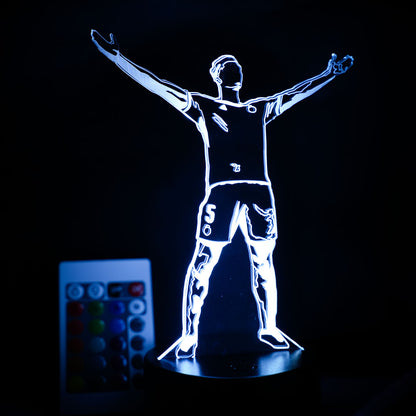 Football LED - Lampada 3D forma Bellingham con 7 colori e 5 modalità e telecomando incluso
