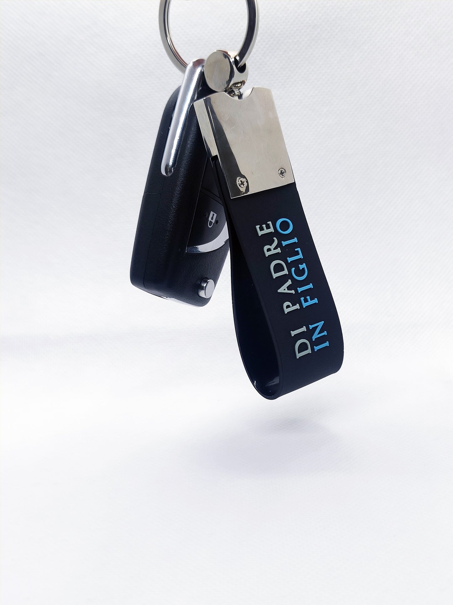 Portachiavi luxury Metallo e gomma DI PADRE IN FIGLIO e Aquila stilizzata scritte in rilievo idea regalo per tifosi lazio