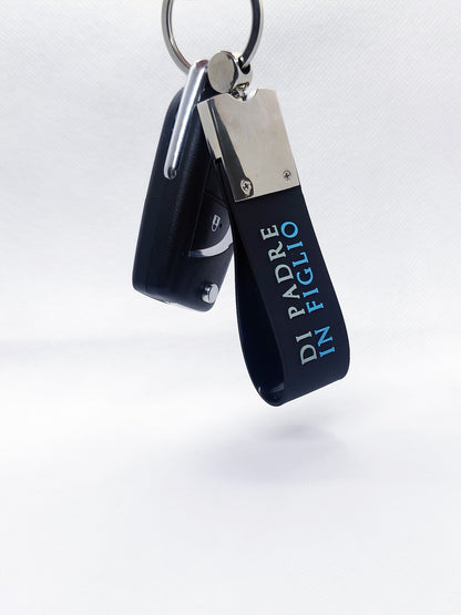 Portachiavi luxury Metallo e gomma DI PADRE IN FIGLIO e Aquila stilizzata scritte in rilievo idea regalo per tifosi lazio