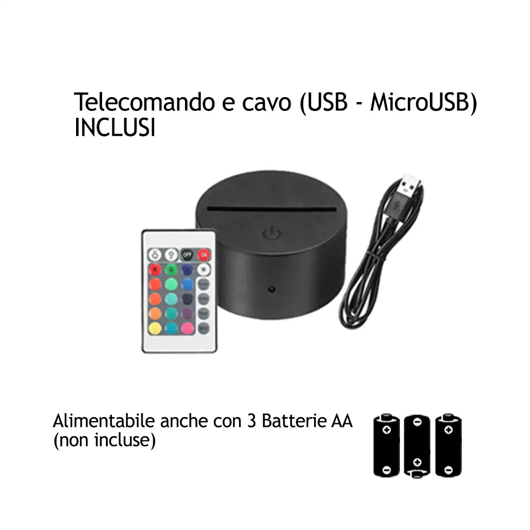 Football LED - Lampada 3D Leao con 7 colori, 5 modalità e telecomando incluso per tifosi milan PORTACHIAVI OMAGGIO