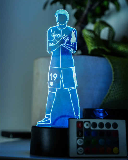 Football LED - Lampada 3D con 7 colori e 5 modalità e telecomando incluso Lamine Yamal per tifosi barcellona+PORTACHIAVI OMAGGIO