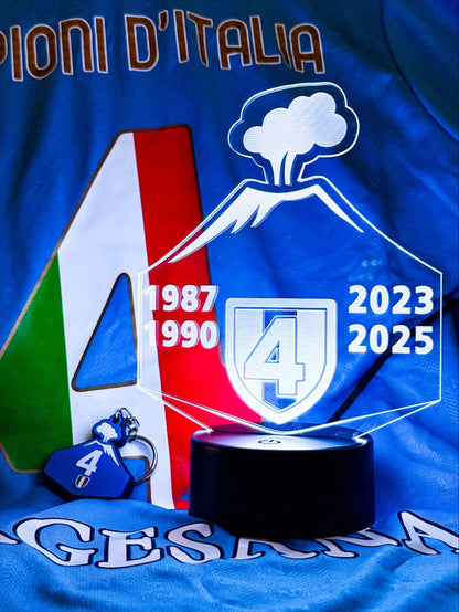 Football LED – PACK Lampada 3D forma Vesuvio 4 SCUDETTI con 7 colori, 5 modalità e telecomando incluso + PORTACHIAVI omaggio