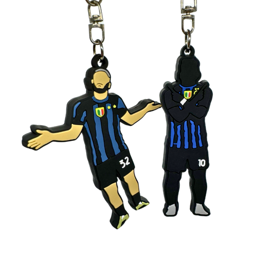 PACK NEROAZZURRO - TRICOLORE&STELLA Doppio Portachiavi Lauti+Di Mash esultanze gadget per tifosi interisti