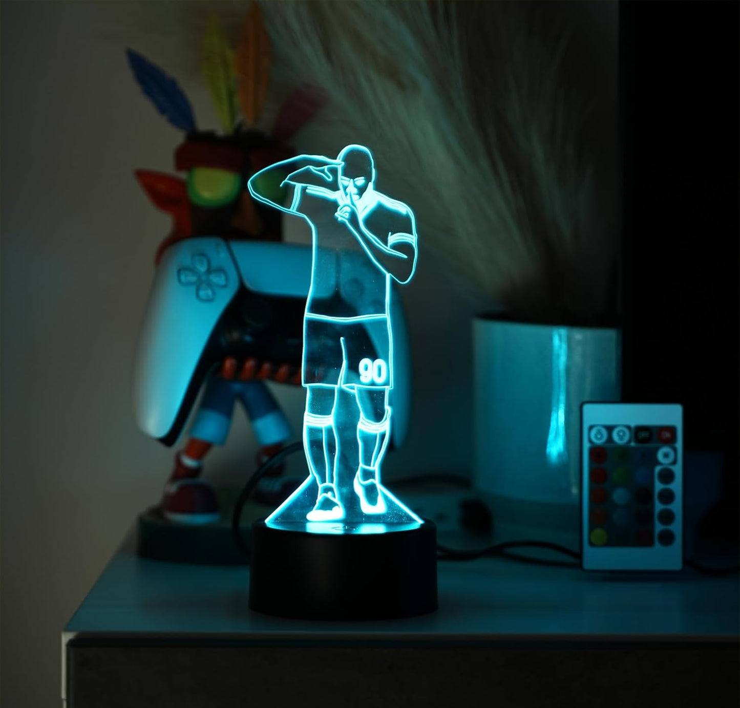 Football LED - Lampada 3D forma Lukaku Napoli con 7 colori, 5 modalità e telecomando incluso