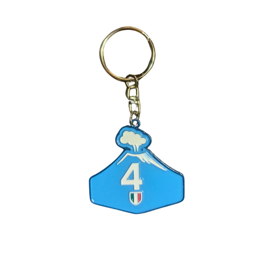 Portachiavi 4 Scudetto Napoli Campione Vesuvio stilizzato in metallo