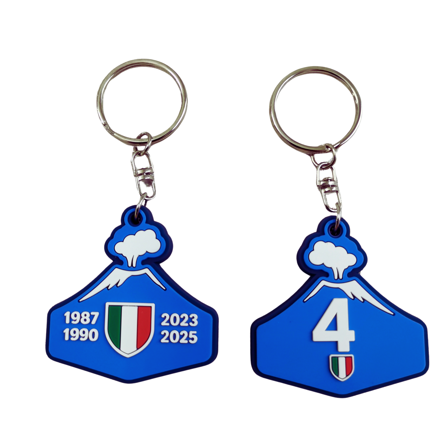 Portachiavi 4 Scudetto Napoli Campione Vesuvio stilizzato in gomma