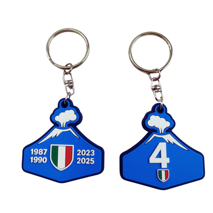 Portachiavi 4 Scudetto Napoli Campione Vesuvio stilizzato in gomma