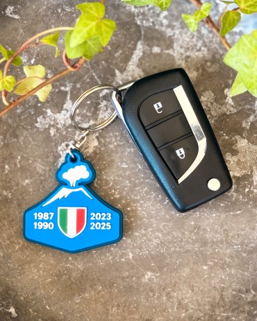 Portachiavi 4 Scudetto Napoli Campione Vesuvio stilizzato in gomma