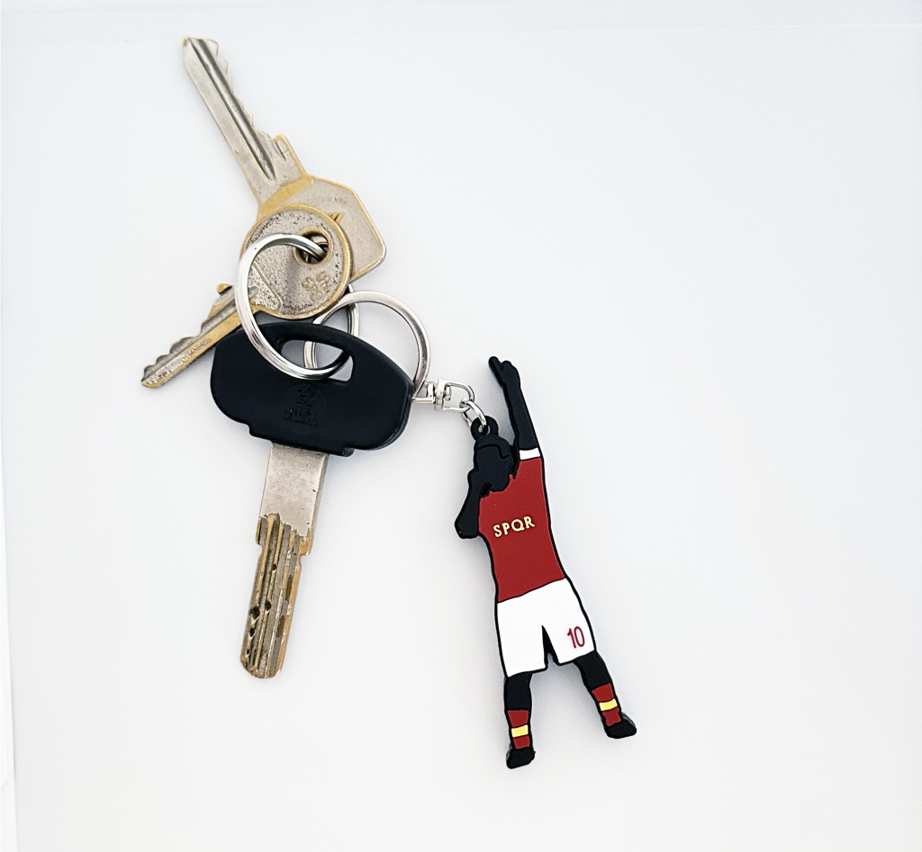 Portachiavi Totti Capitano maglia roma 8cm in gomma super rifinito regalo tifosi roma
