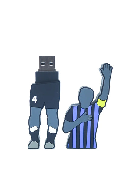FOOTBALL USB Pendrive 3.0 da 64GB con forma Zanetti con maglia neroazzurra alta velocità superspeed